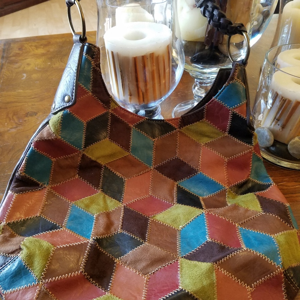 Hobo purse. Super cute leather patch work bag